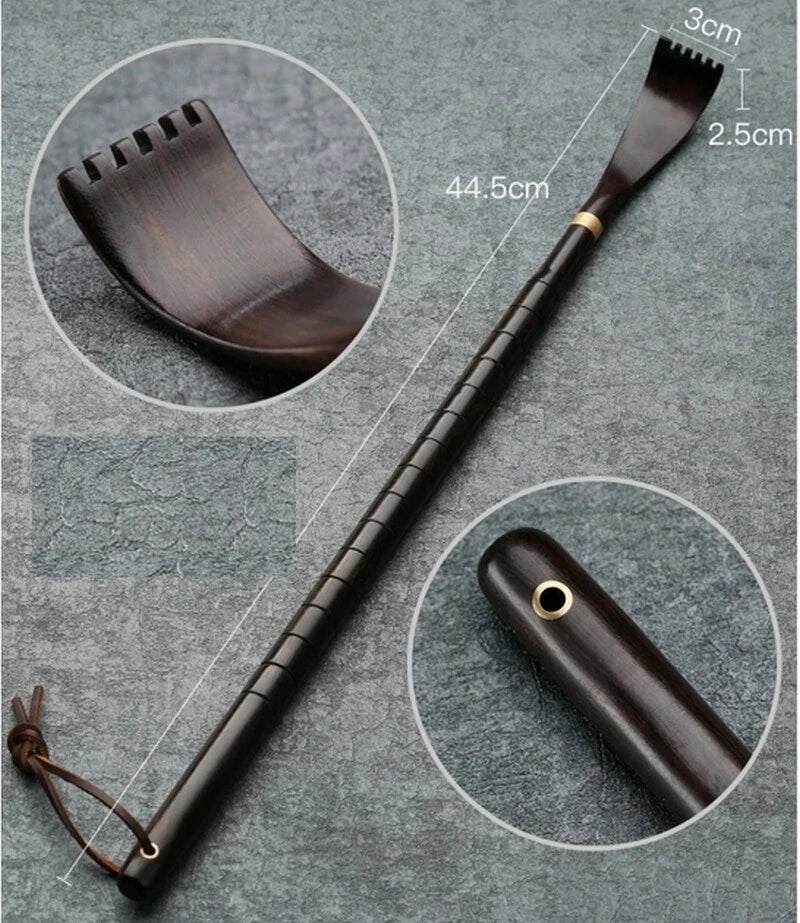 Natural Ebony Wood Carved Back Scratcher Itch Massage Health Care Gift