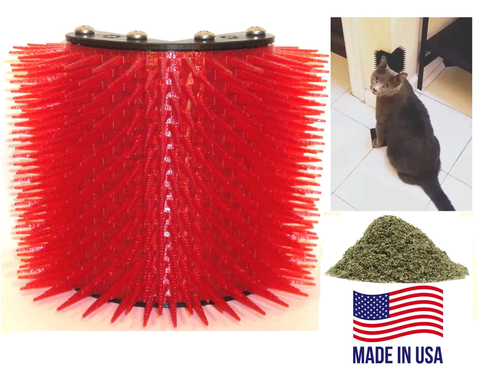 CAT CORNER Scratcher Post Brush Self-Grooming Play Toy Massage EASY MOUNT+CATNIP