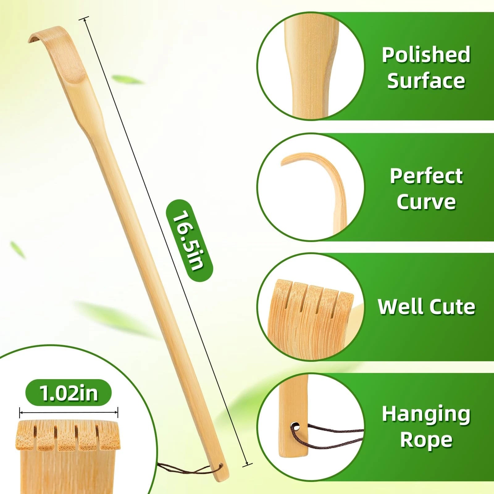 8 Pack Wooden Bamboo Back Scratcher 16.5 Inch Long Handle Back Scratchers 100...