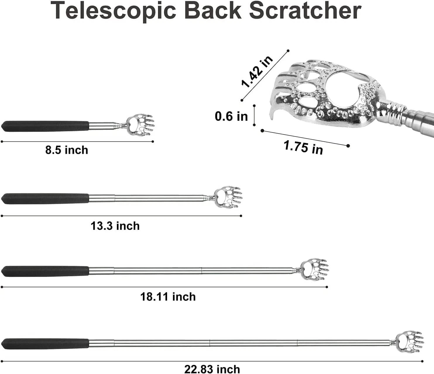 Telescopic BEAR CLAW BACK SCRATCHER Metal Extending Extendable Massager Portable