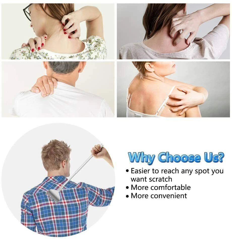 6 inch Stainless Steel Telescopic Back Scratcher Claw Massager for back