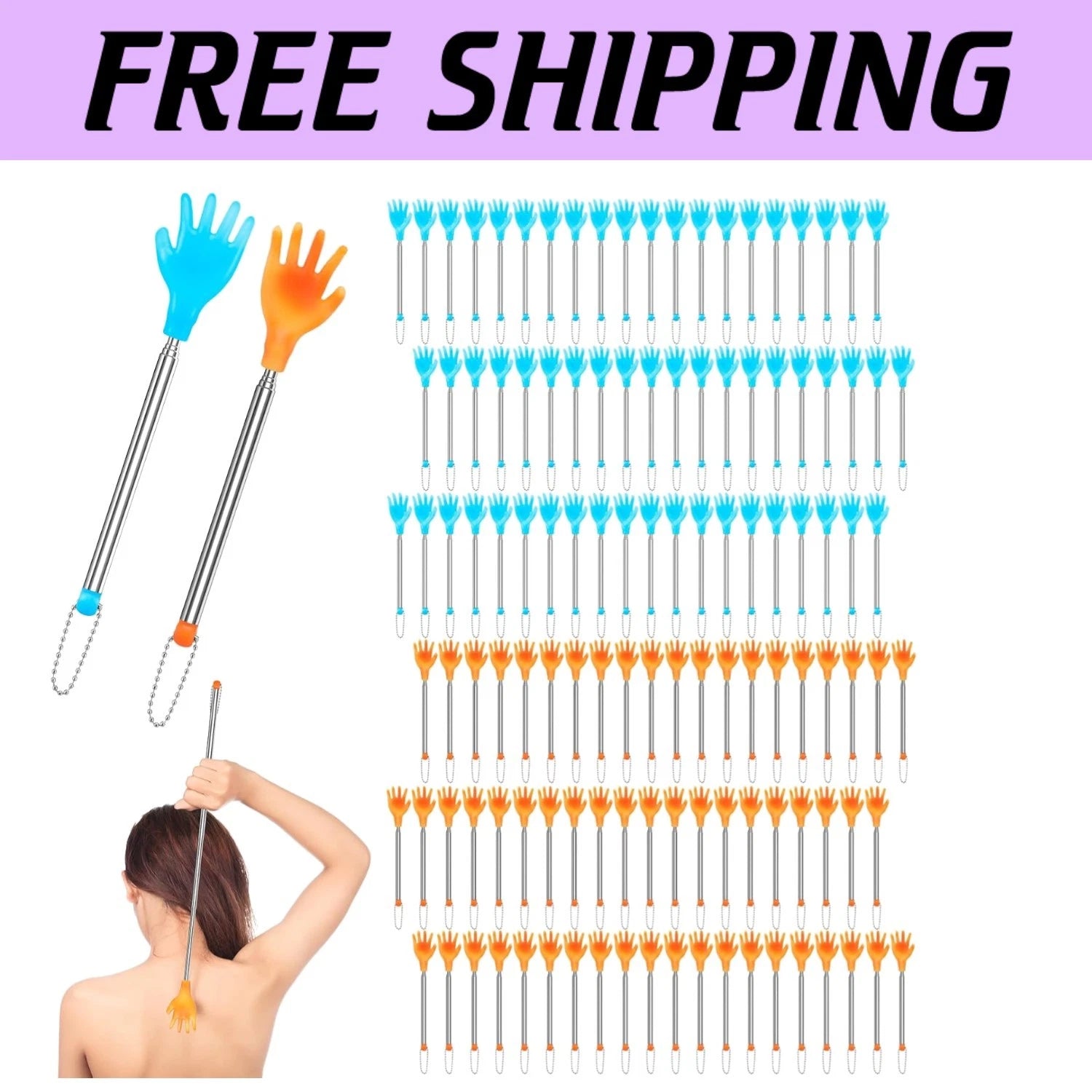 Portable 100 pcs Extendable Back Scratchers - Ideal for Self-Care and Pets