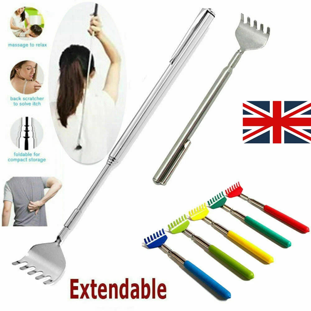 Telescopic Extendable Back Scratcher Handy Portable Pocket Metal Pen Clip UK