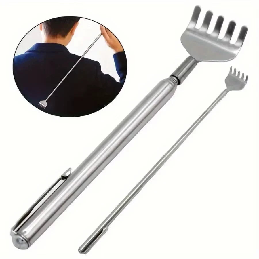 Silvery Telescopic Back Scratcher Portable Extendable Stainless Steel Men Women