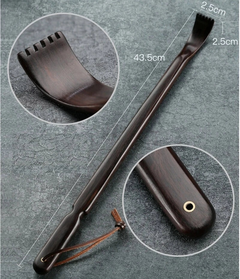 Natural Ebony Wood Carved Back Scratcher Itch Massage Health Care Gift