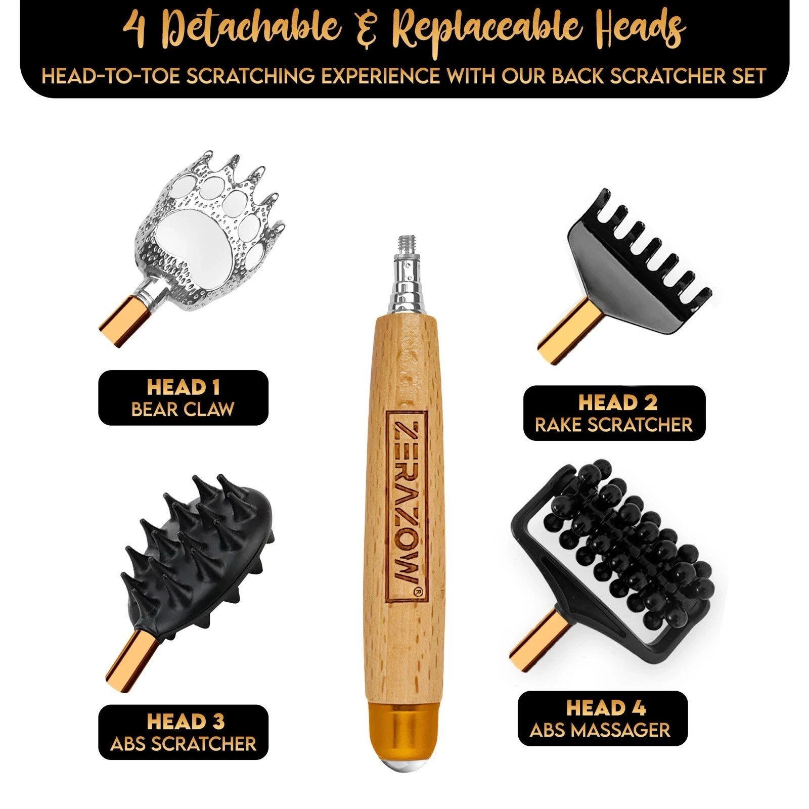 ZERAZOW® Telescoping Back Scratcher 9Pcs Set Includes | Backscratcher for Men