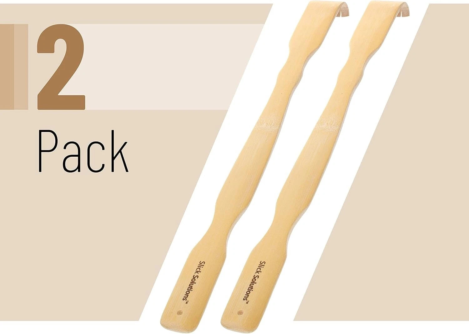 Slick- Bamboo, 16.5”, 2 Pcs Back Scratcher for Men and Women, Wooden Long Handle