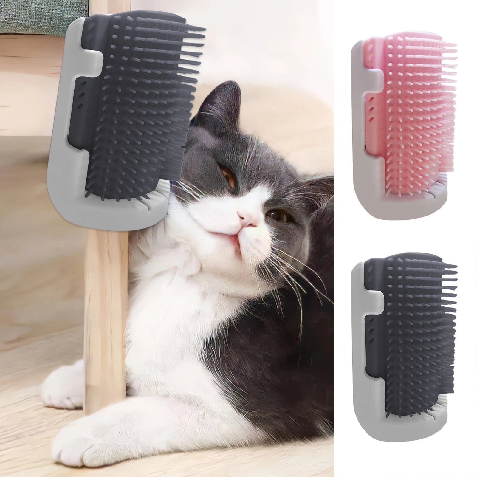 Cat Self Groomer with Catnip Wall Corner Massage Comb Scratcher Grooming Brush