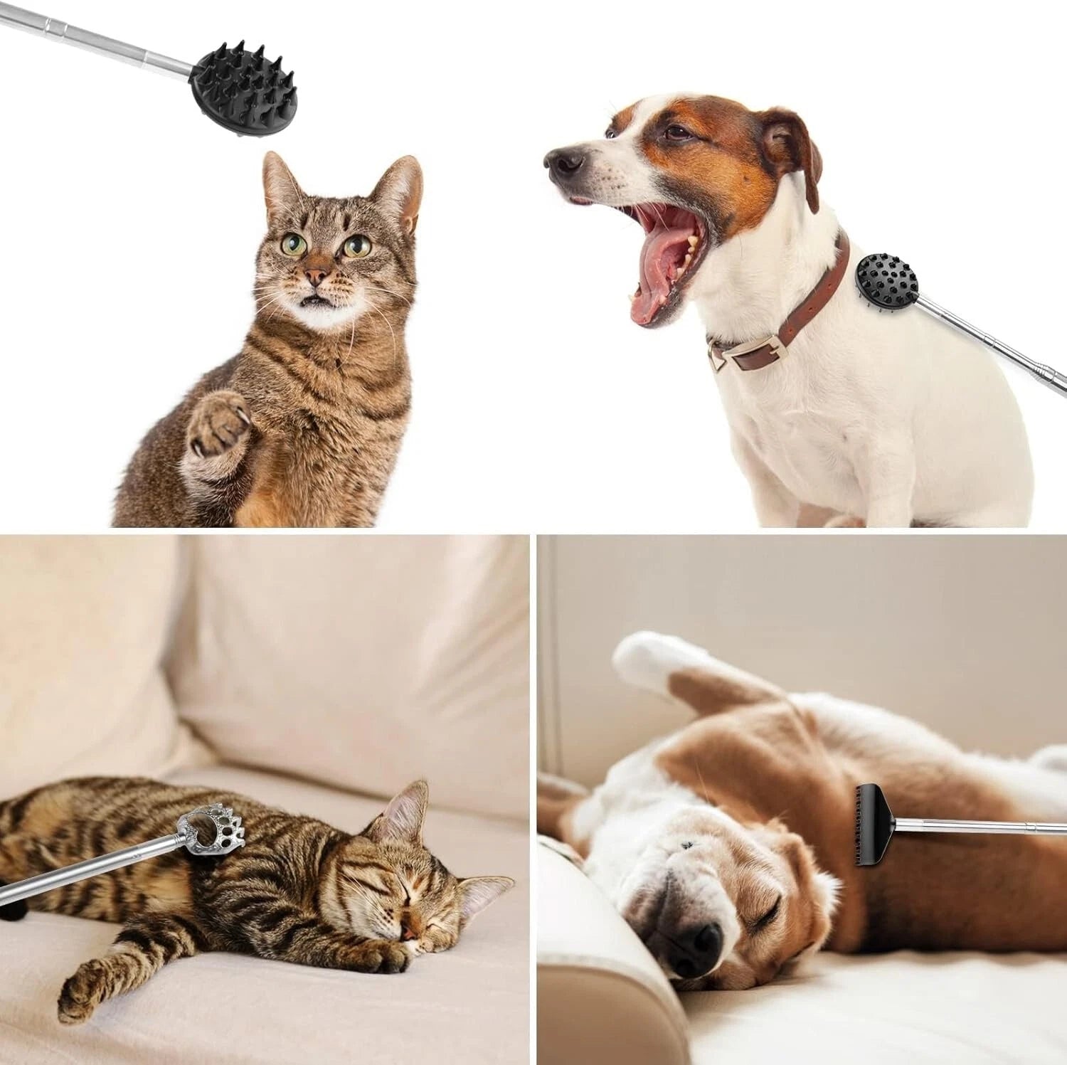 Telescoping Back Scratcher with 4Pcs Detachable Scratching Heads