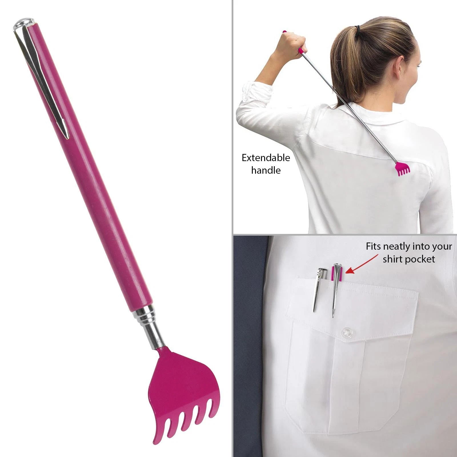 Back Scratcher Telescopic Massager Portable Extending Extendable Metal Rake UK