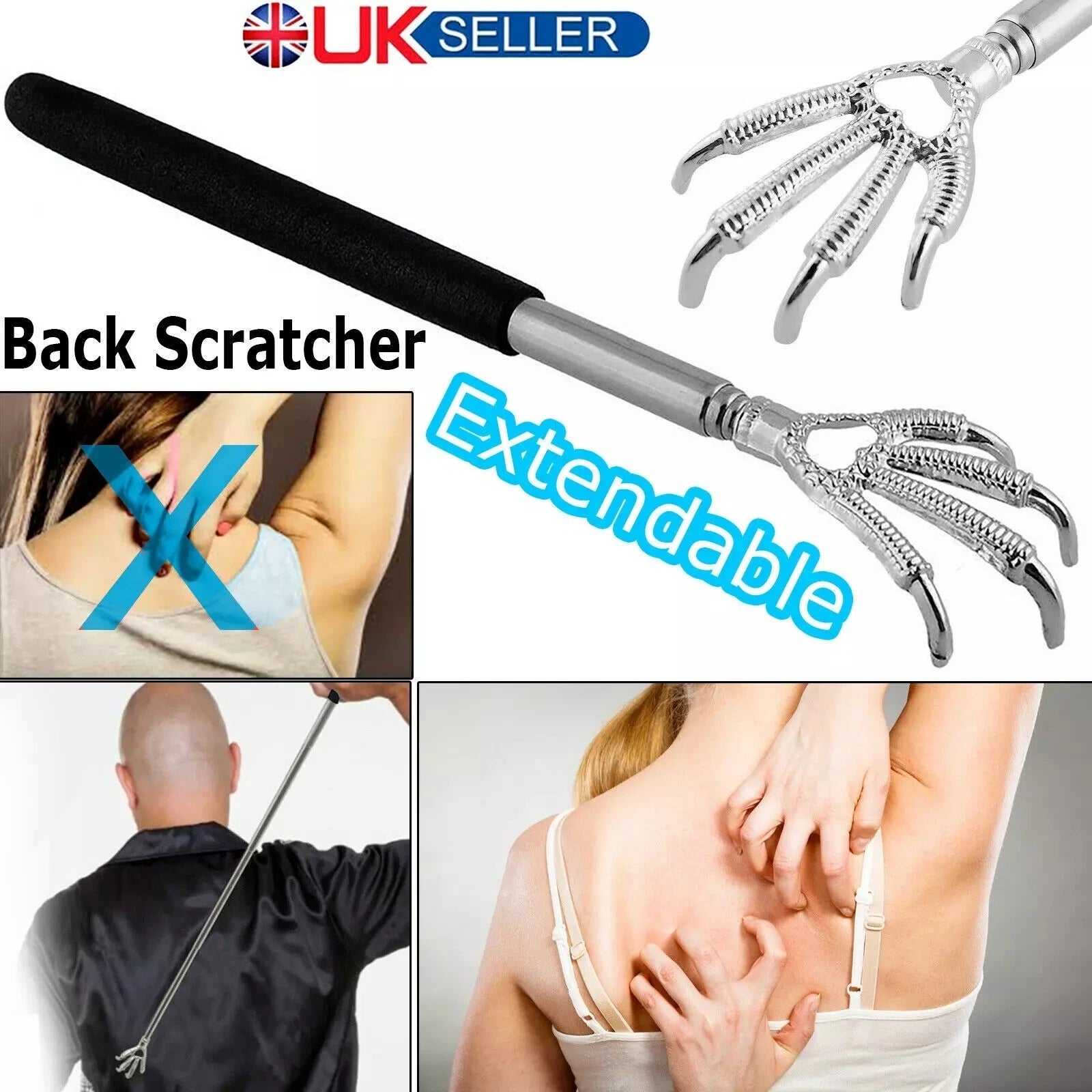 Extendable Back Scratcher Metal Claw Telescoping Backscratcher Massager Extend