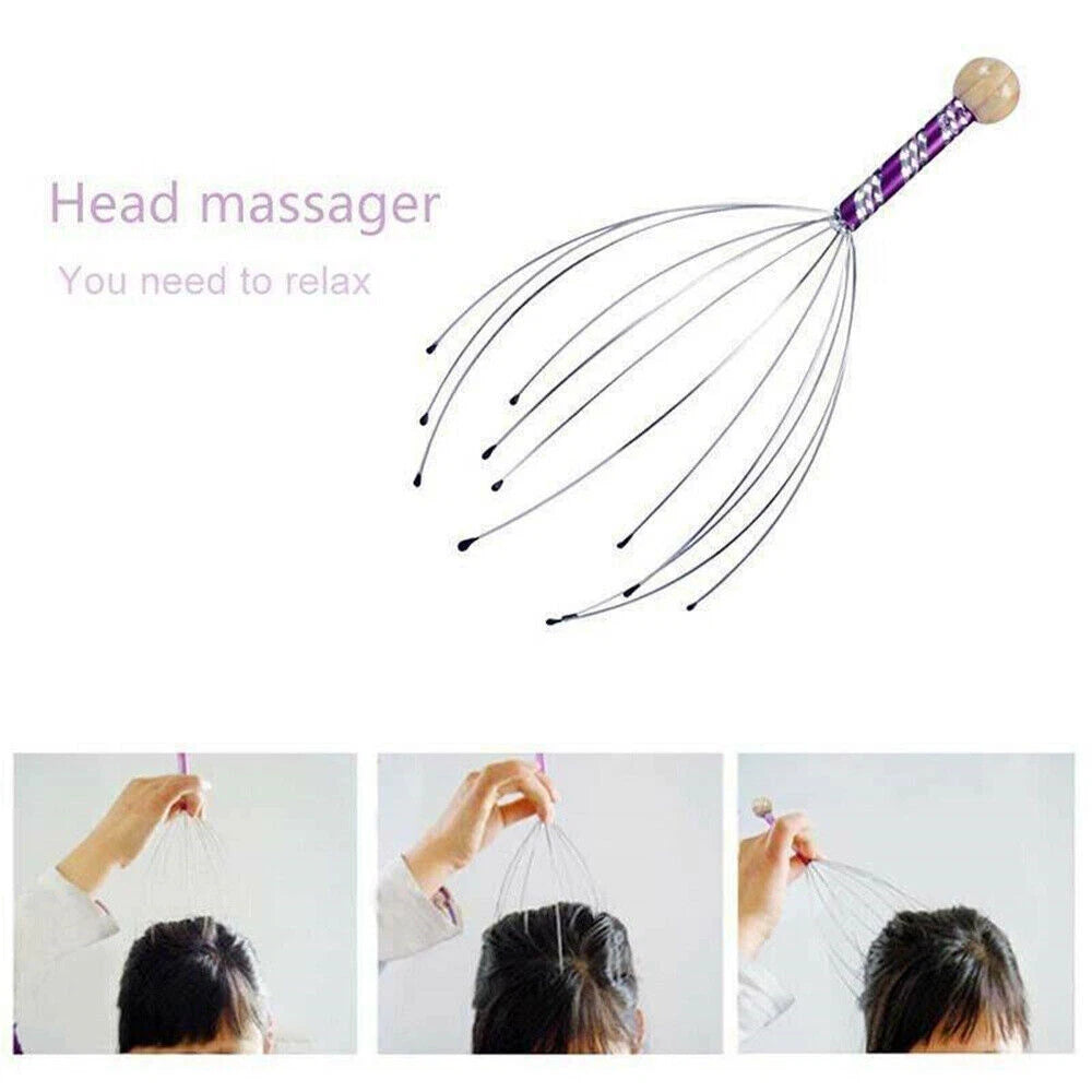 2pc/set Head Massager Metal Scalp Neck Body Natural Relax Pain Relief Scratcher