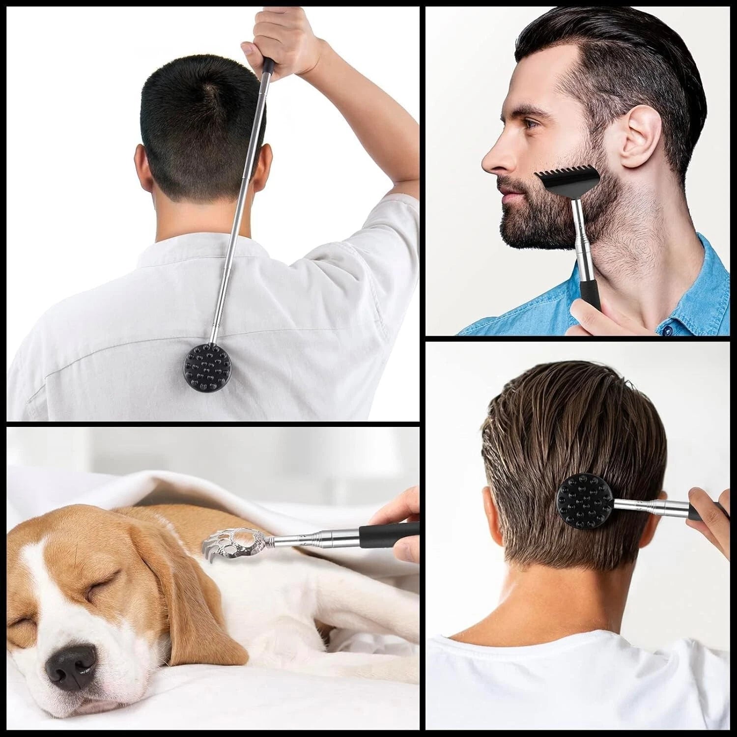 Telescoping Back Scratcher with 4Pcs Detachable Scratching Heads