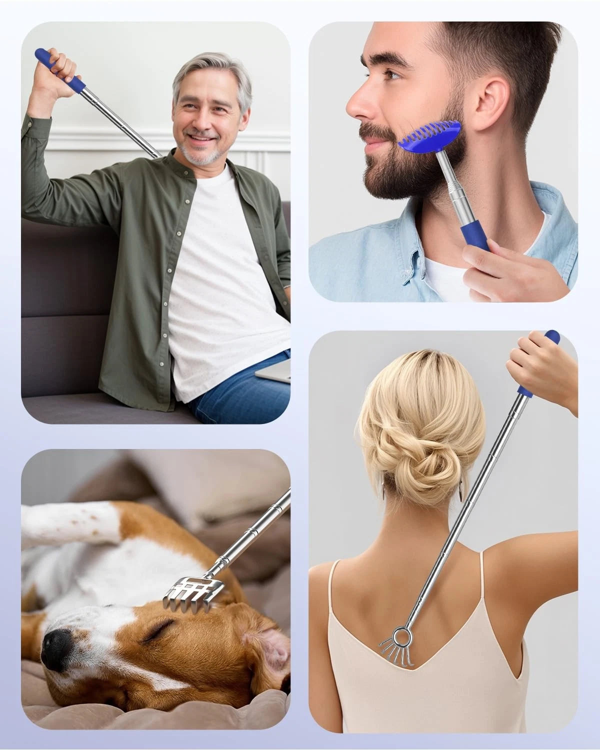 Telescoping Back Scratcher with 5Pcs Detachable Heads,Fathers Day Dad Gifts from