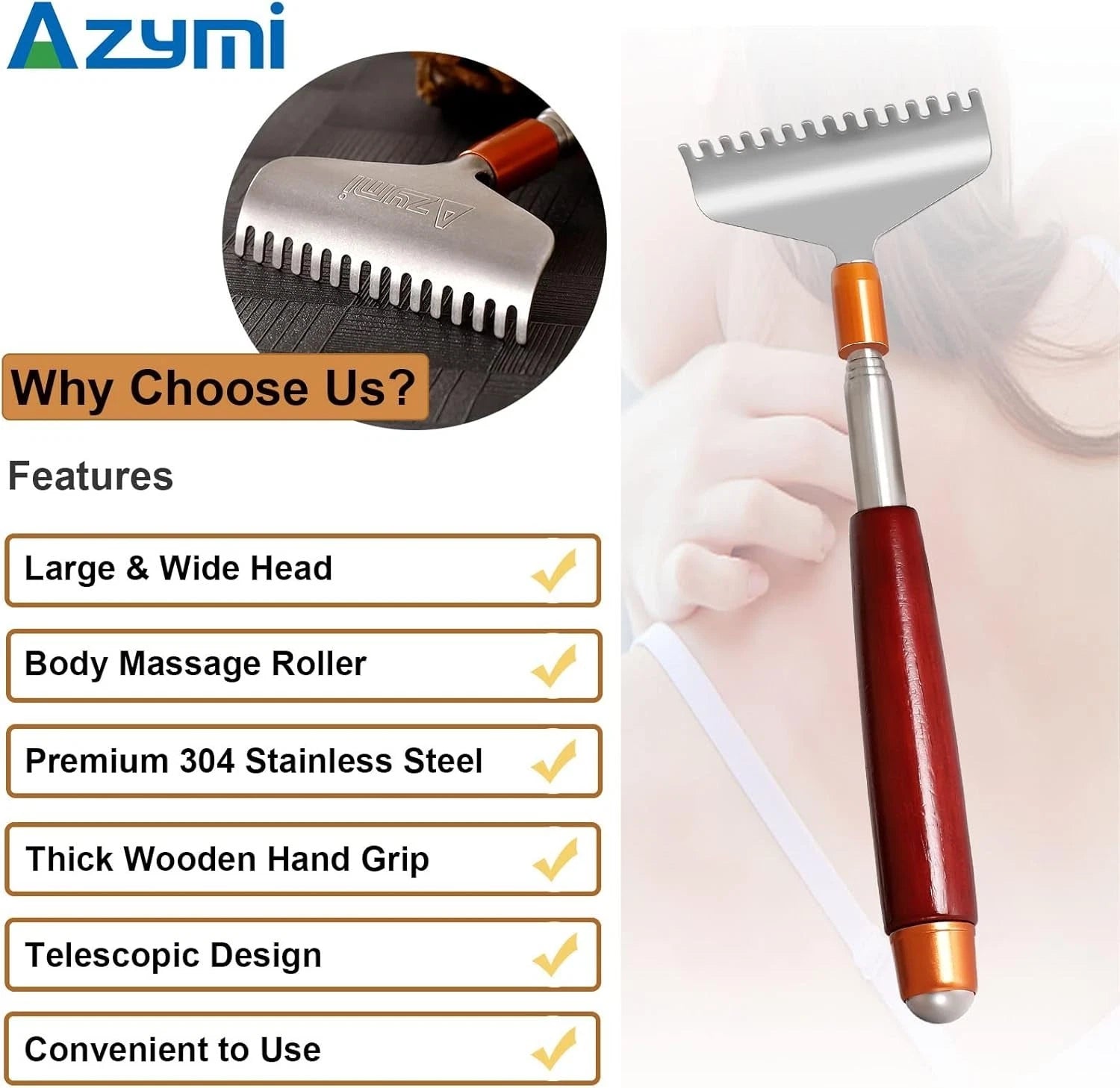 Long Back Scratcher with Safe Rounded Claw - Perfect for Versatile Massaging