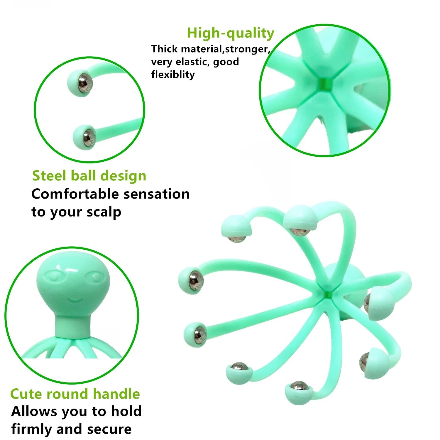Head Massager/Scratcher, Massaging Scalp Help Relax, Calm Stress, w/ Steel Ball