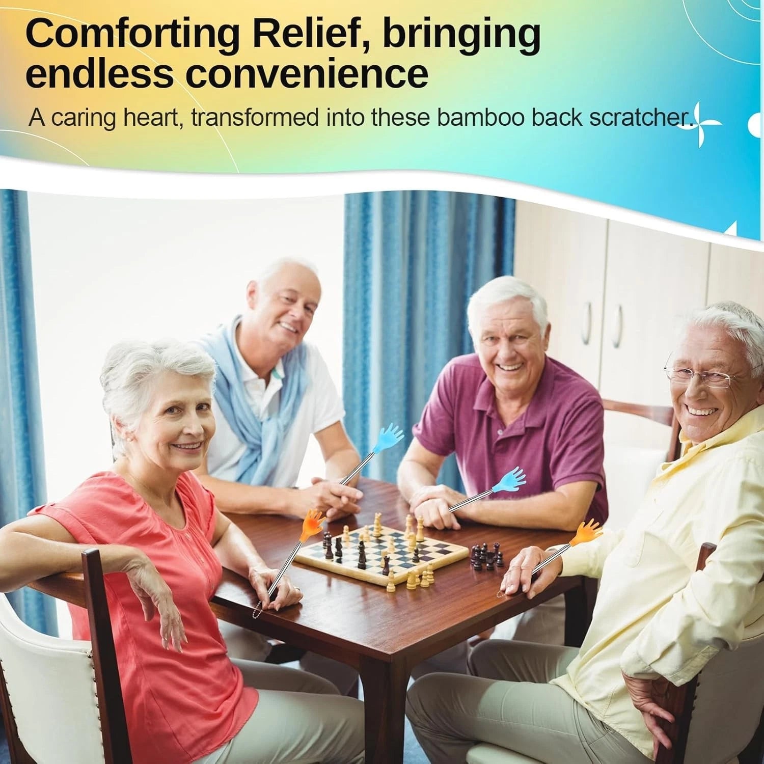 100-Piece Extendable Back Scratcher Set in Blue & Yellow - Ultimate Relief Tool