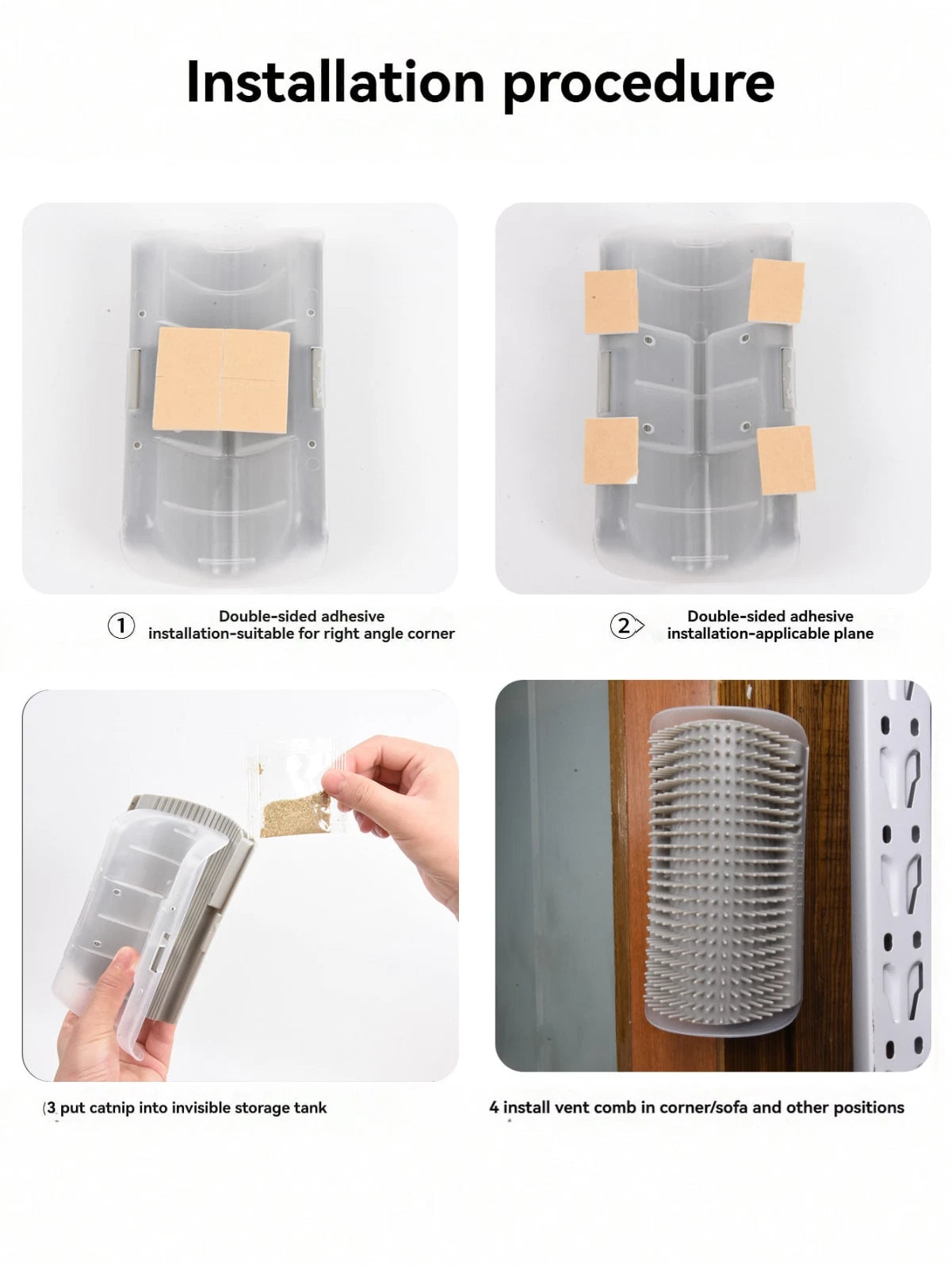 1x Cat Self Groomer Brush Wall Corner Grooming Brush Massage hair scratcher