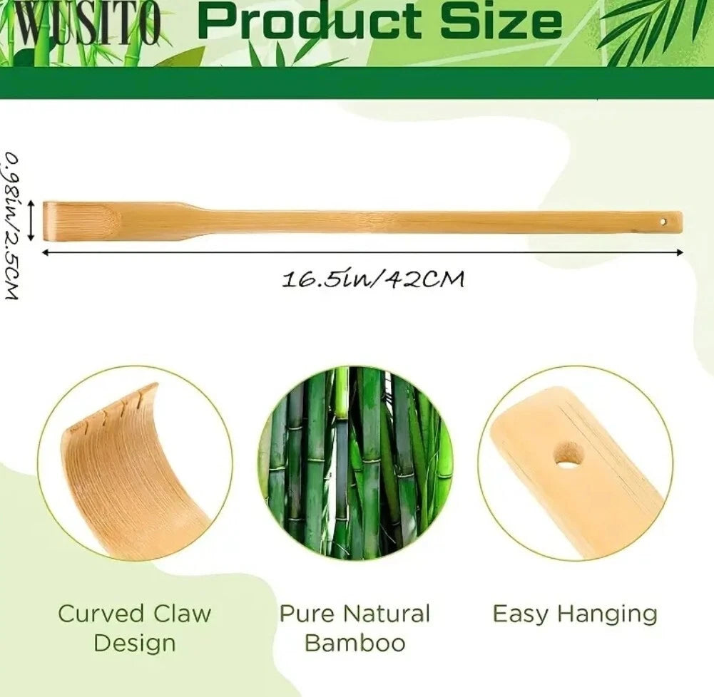 2 Piece Quality Natural Bamboo Back Scratcher Long Reach Pick Itch Relief Tool