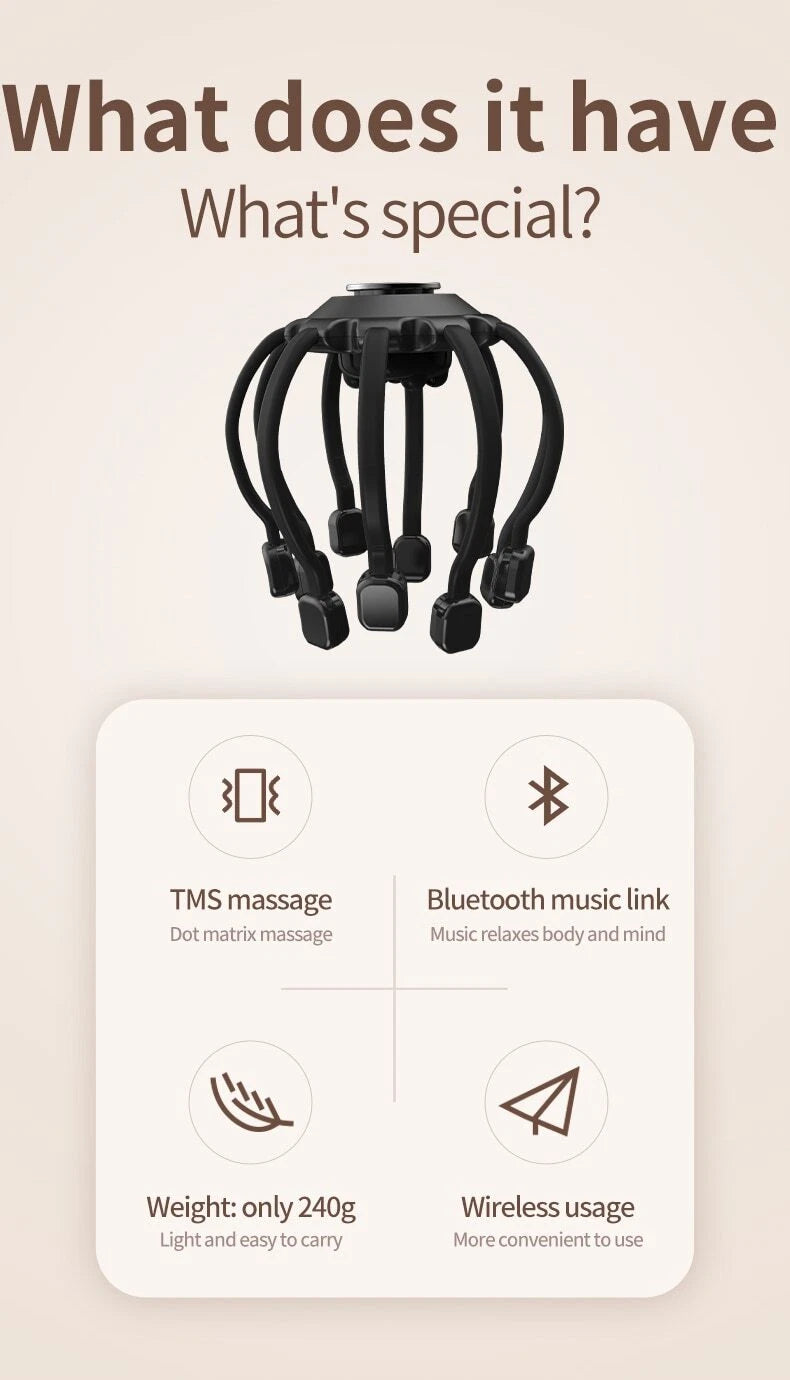 Electric Head Massager Head Scratcher Bluetooth Music Vibration Scalp Massage