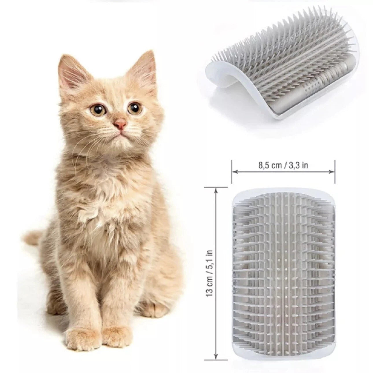 Cat Self-Groomer & Face Scratcher -Wall Corner Massage Comb, Grooming Brush Tool