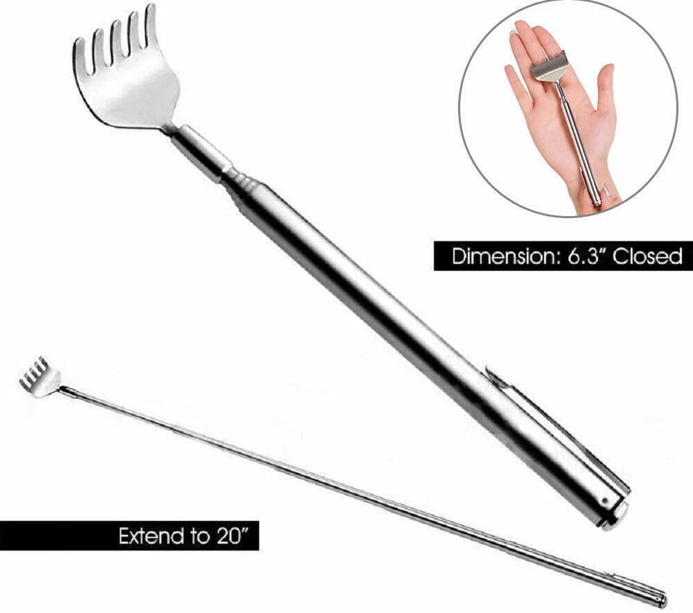 6 inch Stainless Steel Telescopic Back Scratcher Claw Massager for back