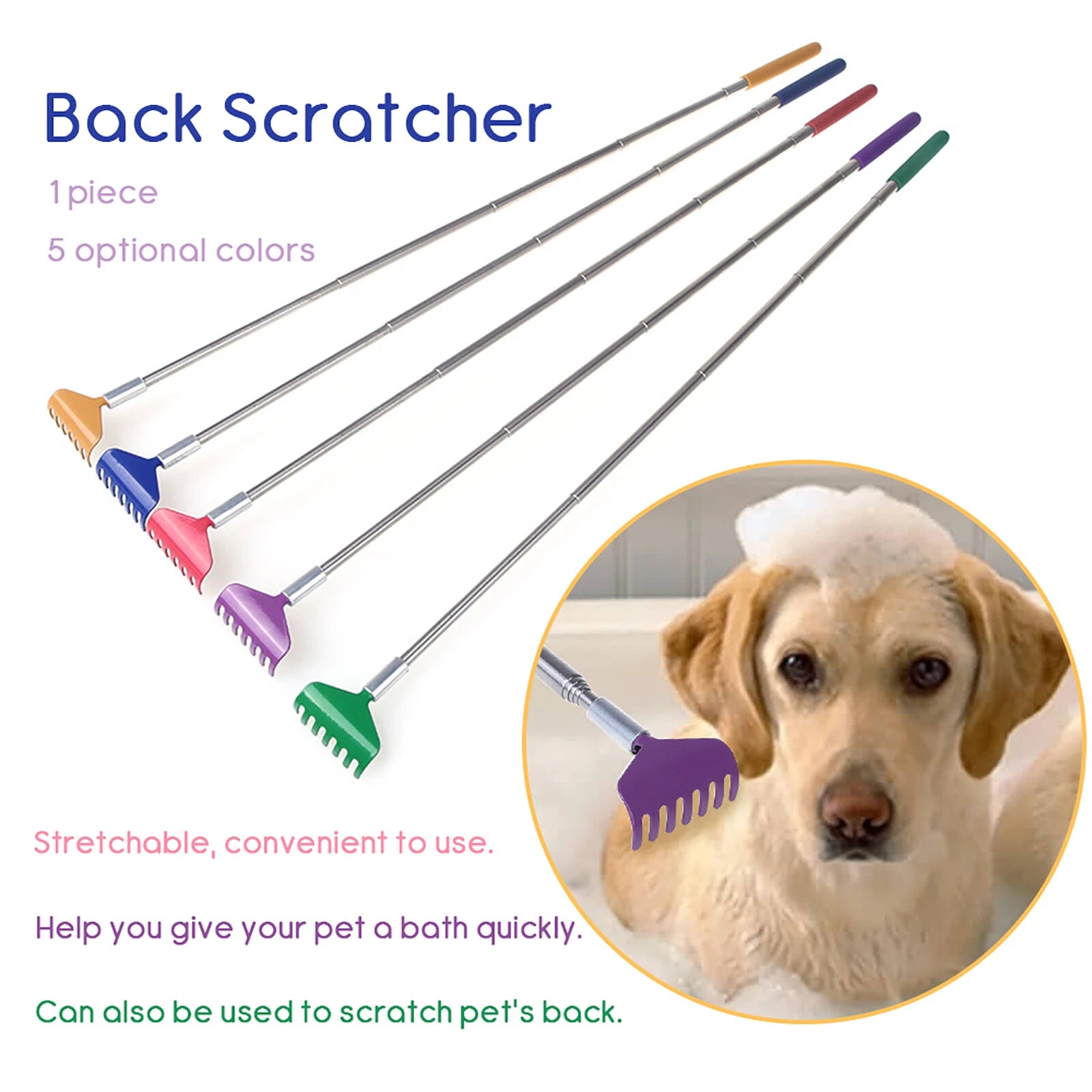 Anself Telescopic Back Scratcher Massager Metal Compact Extendable Blue USA O3T1