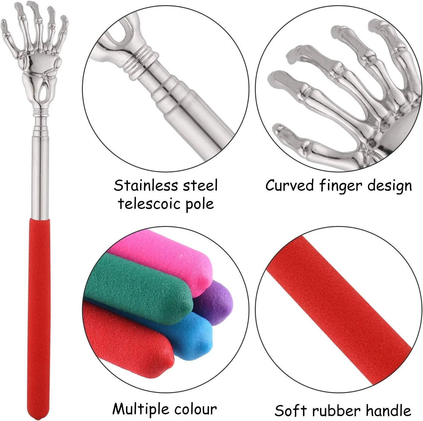 EAGLE CLAW/RAKE BACK SCRATCHER Metal Extending Massager NEW Telescopic Portable