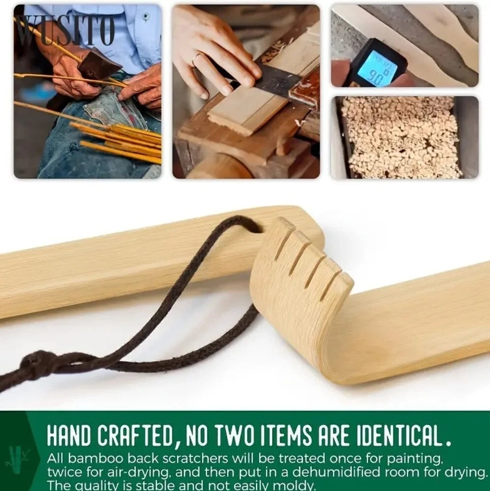 2 Piece Quality Natural Bamboo Back Scratcher Long Reach Pick Itch Relief Tool