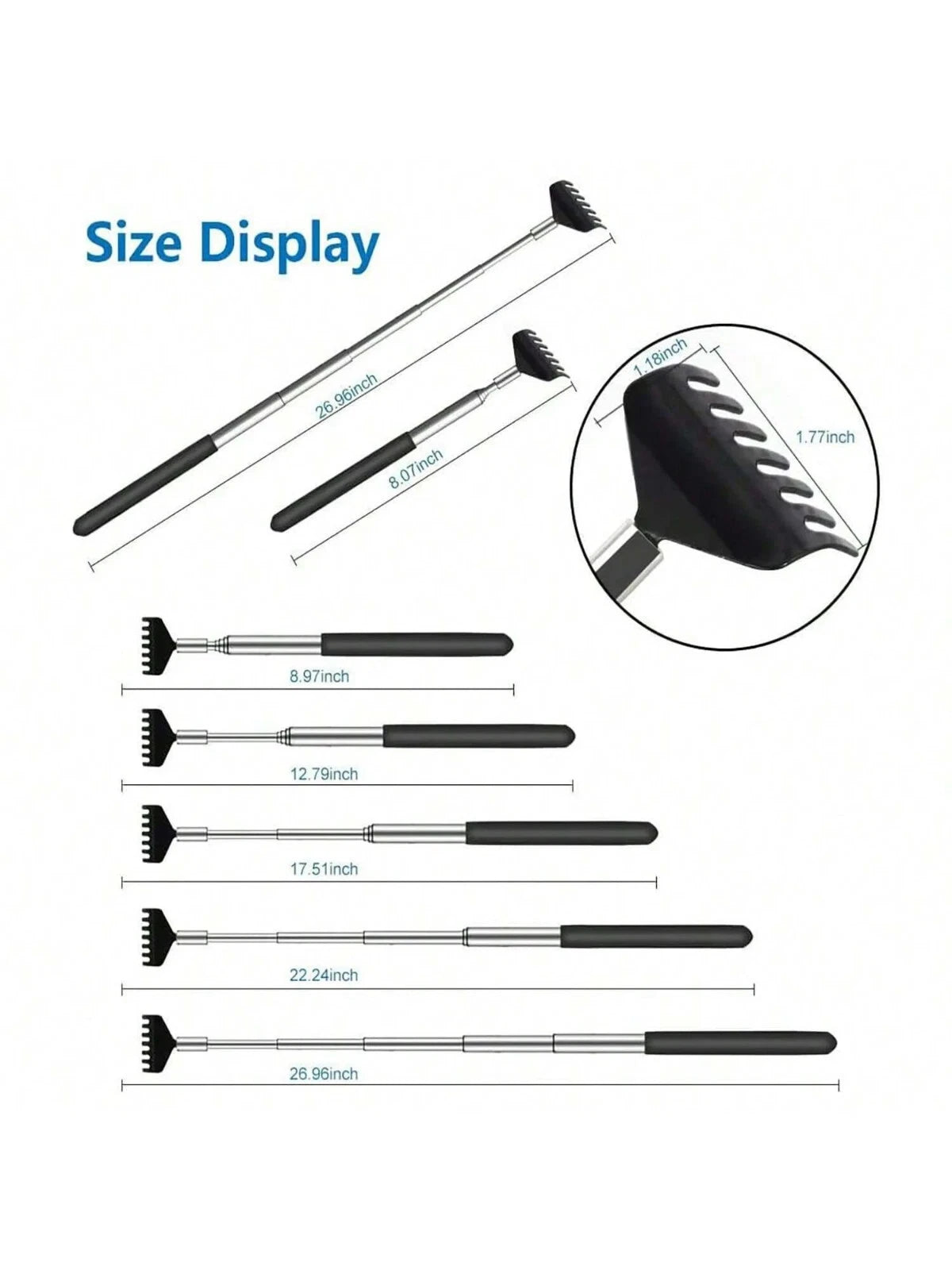 BEAR CLAW / RAKE BACK SCRATCHER Metal Extending Massager Telescopic Portable UK.