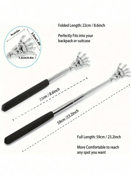 Extendable Back Scratcher Metal Telescopic Eagle Claw Portable Black Massager UK