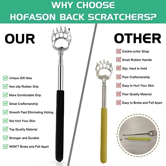 Telescopic BEAR CLAW BACK SCRATCHER Metal Extending Extendable Massager Portable