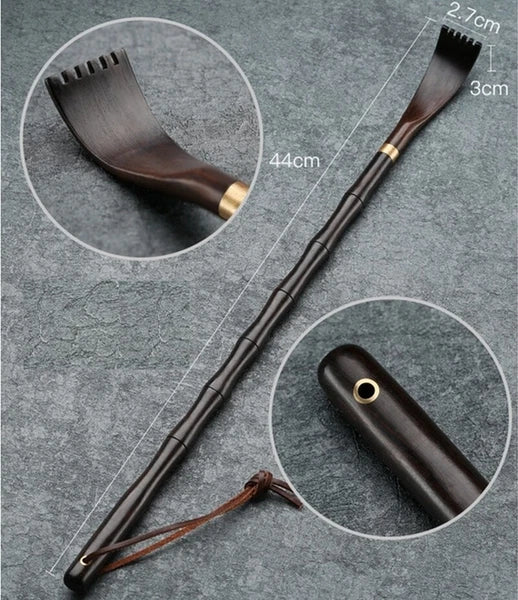 Natural Ebony Wood Carved Back Scratcher Itch Massage Health Care Gift
