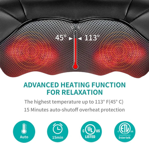 Shiatsu Neck and Back Massager with Soothing Heat, Nekteck Electric Deep