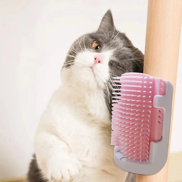 Cat Self Groomer with Catnip Wall Corner Massage Comb Scratcher Grooming Brush