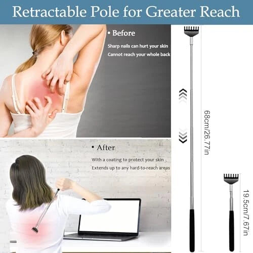 3 Pack Telescoping Back Scratcher Extendable Bear Claw Itch Relief for Back