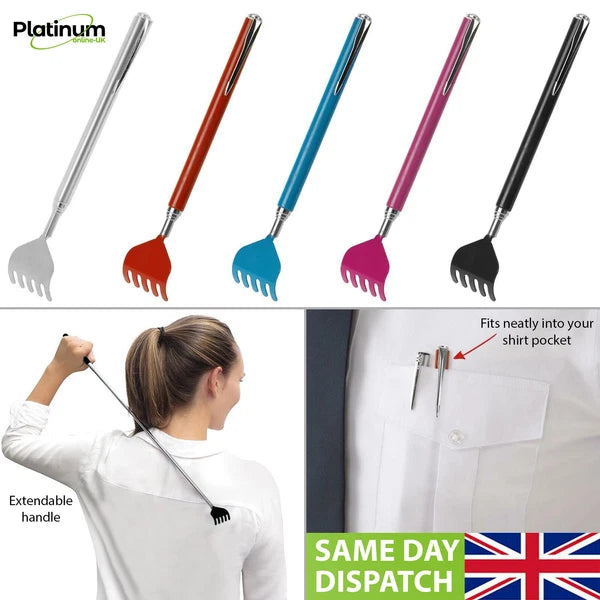 Back Scratcher Telescopic Massager Portable Extending Extendable Metal Rake UK