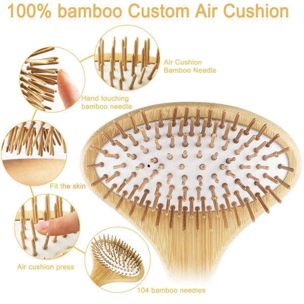 Bamboo Oversize Curved Back Scratcher - Large 104 Wooden Points Provide