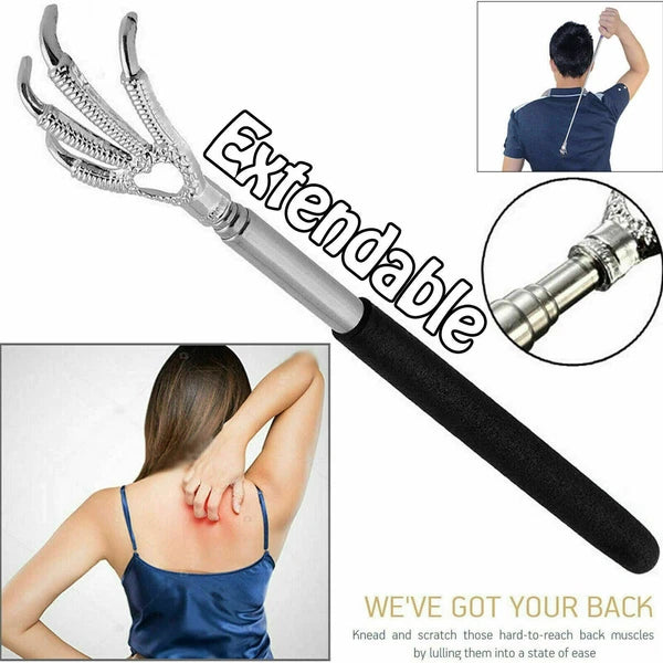 BACK SCRATCHER EXTENDABLE BLACK TELESCOPIC EAGLE CLAW METAL MASSAGER HAND ITCH