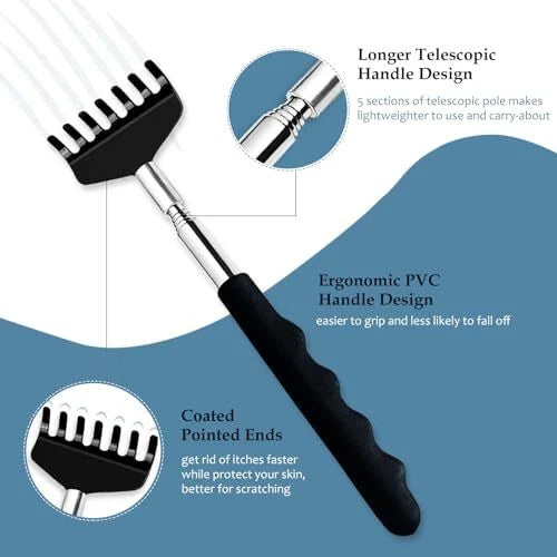 3 Pack Telescoping Back Scratcher Extendable Bear Claw Itch Relief for Back