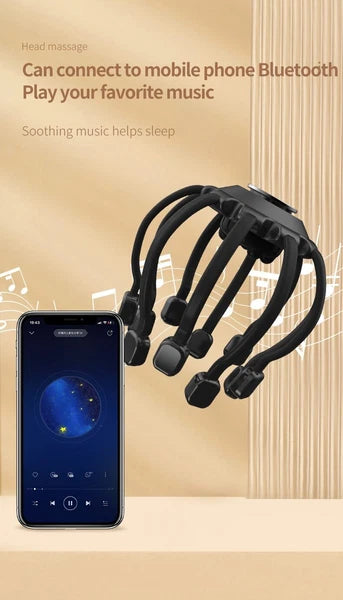 Electric Head Massager Portable 10 Vibrating Massage Contacts Bluetooth Music