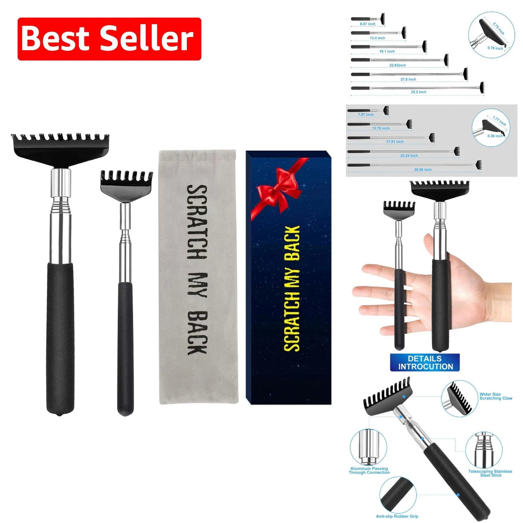 Luxury 2-Pack Telescoping Back Scratcher Set - Portable Stainless Steel Relief