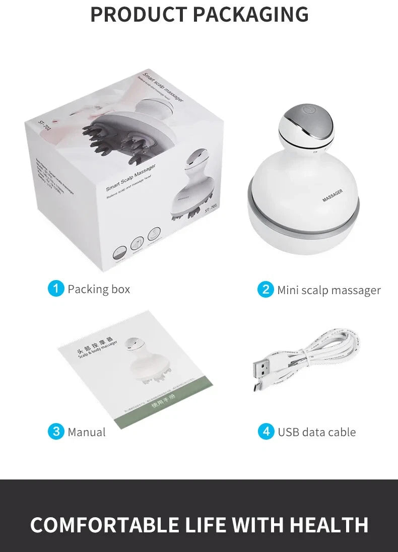 Electric Cordless Hair Scalp Massager Handheld Portable Head Scratcher Massage