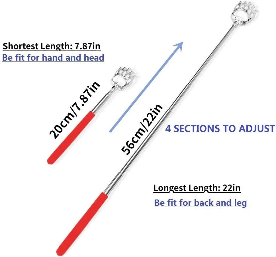 2PCS Back Scratchers, Bear Claw Shaped Extendable Metal Retractable Telescopic H