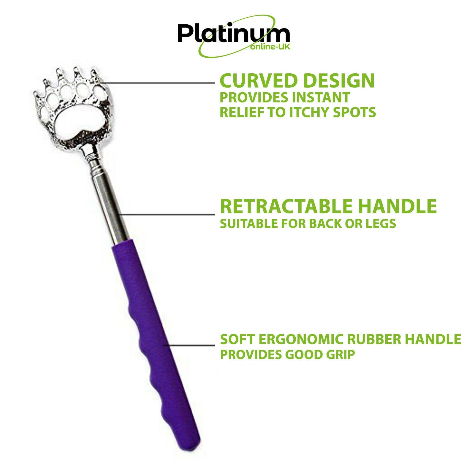 Adjustable 36 / 56cm Extending Back Scratcher Rake / Claw Telescopic Portable
