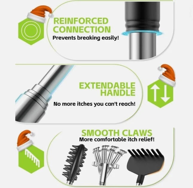 3 Pack Back Scratcher Metal Portable Telescoping Back Scratchers with Rubber Han