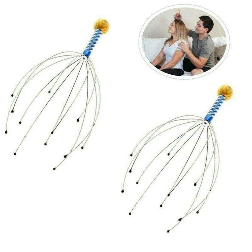 2pc/set Head Massager Metal Scalp Neck Body Natural Relax Pain Relief Scratcher