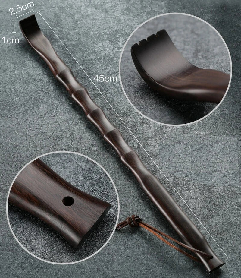 Natural Ebony Wood Carved Back Scratcher Itch Massage Health Care Gift