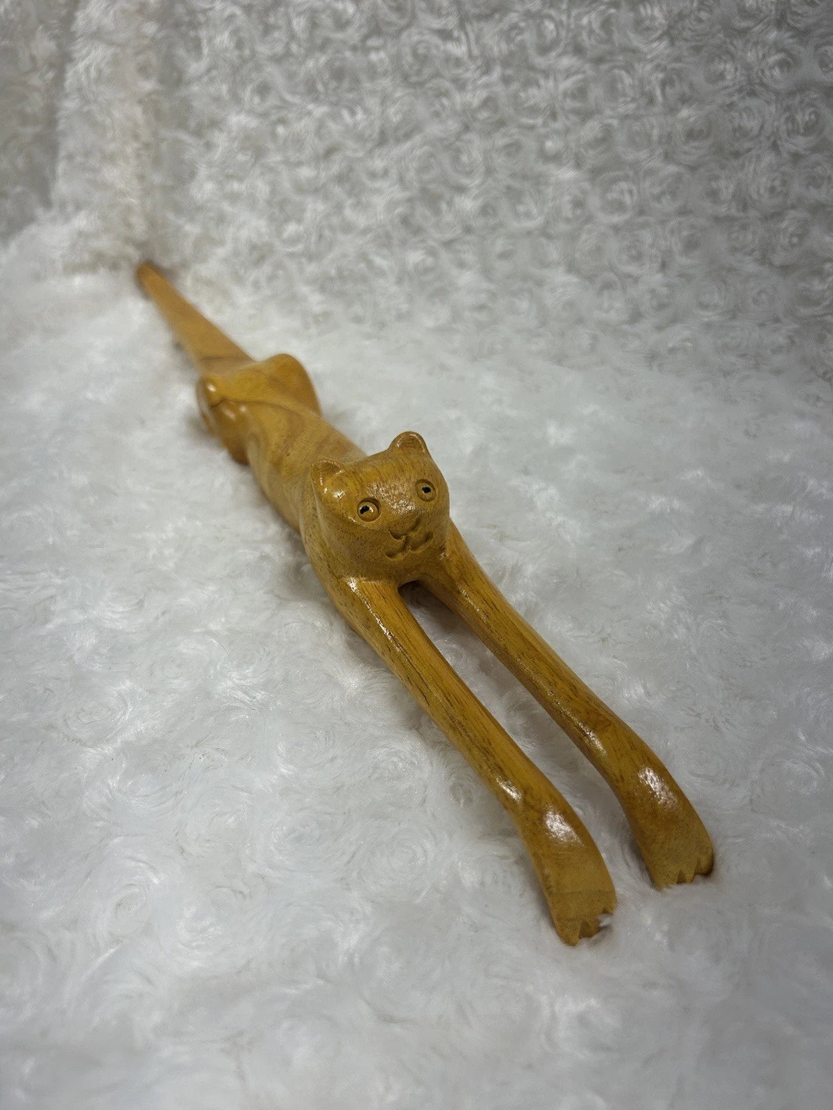 Wooden Cat shaped Back Scratcher, Manual Massage Tool.  17” Long