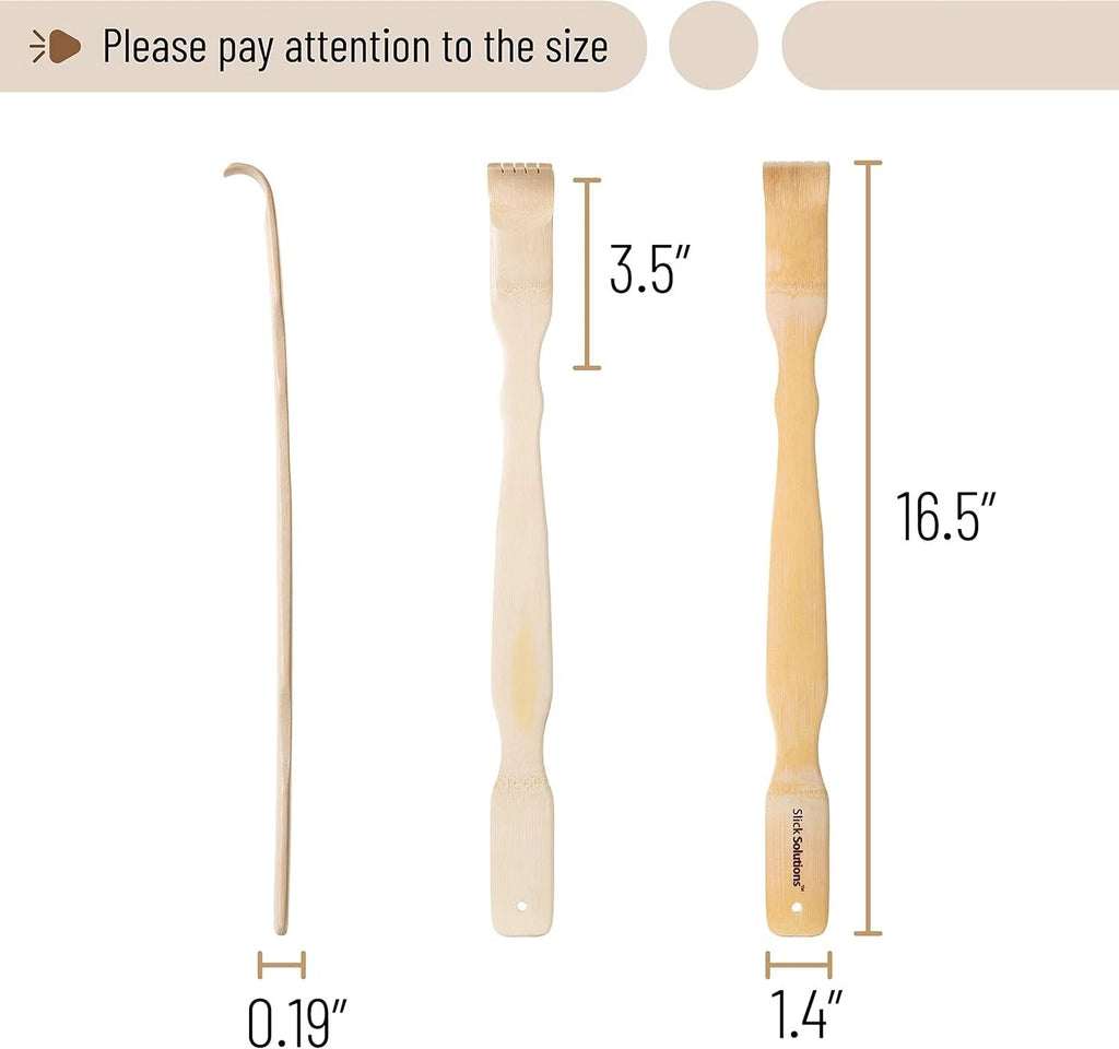 Slick- Bamboo, 16.5”, 2 Pcs Back Scratcher for Men and Women, Wooden Long Handle